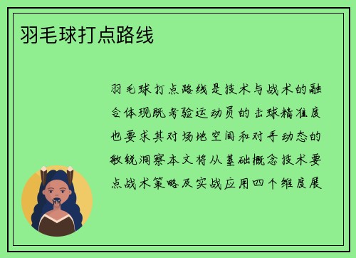 羽毛球打点路线